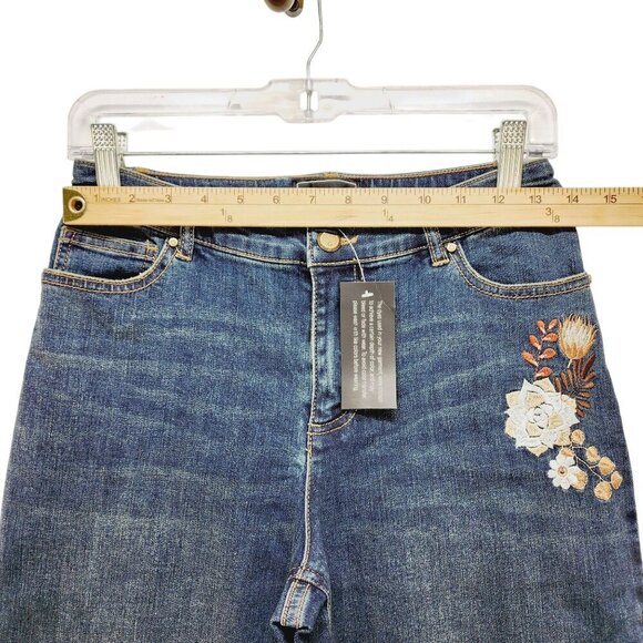 Guy Giuliana Embroidered cropped Ankle Leg Jeans Size 4 Dark Blue - Picture 5 of 15